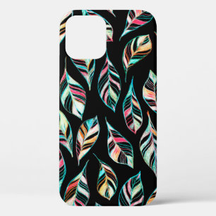 Seamless pattern of leaves. Hand drawing coloured  iPhone 12 Case