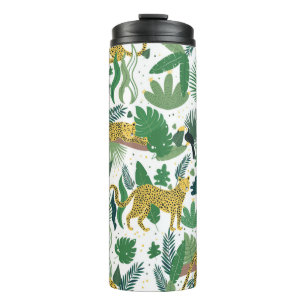 seamless pattern of leopards in jungle. Summer tro Thermal Tumbler