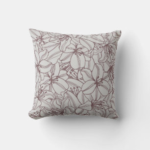Seamless pattern of lilies flowers vintage. Hand d Throw Pillow