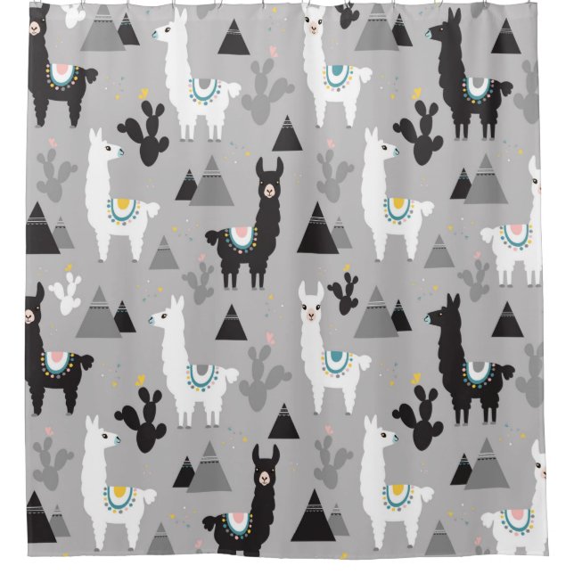 Seamless pattern of llama cactus and mountains (Front)