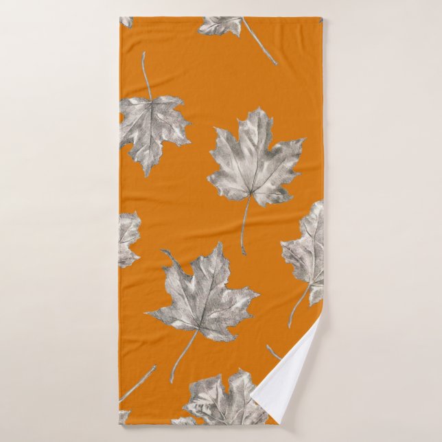 Seamless pattern of maples on the ginger backround bath towel (Bath Towel)
