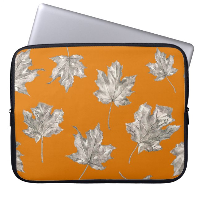 Seamless pattern of maples on the ginger backround laptop sleeve (Front)