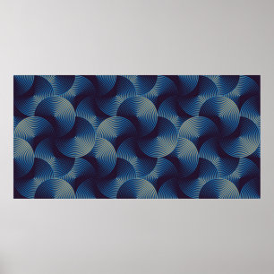 Seamless pattern of metallic linear circles poster