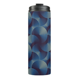 Seamless pattern of metallic linear circles thermal tumbler
