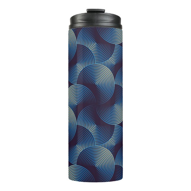 Seamless pattern of metallic linear circles thermal tumbler (Front)
