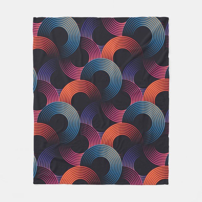 Seamless pattern of metallic linear rings fleece blanket (Front)