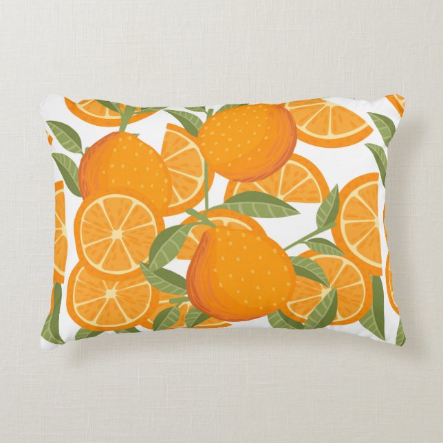 Seamless pattern of orange citrus yellow fruit who accent pillow (Front)