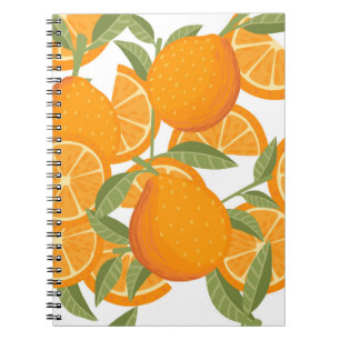 Seamless pattern of orange citrus yellow fruit who notebook