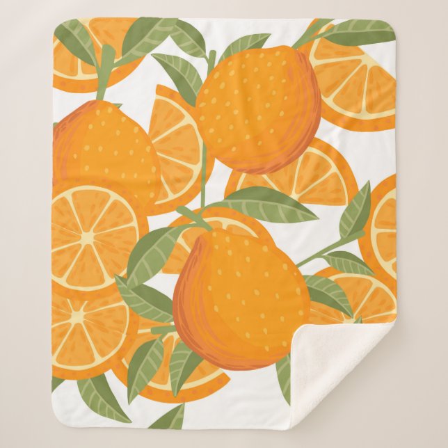 Seamless pattern of orange citrus yellow fruit who sherpa blanket (Front)