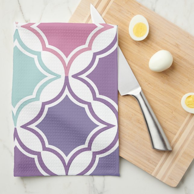 Seamless pattern of pastel coloured geometric shap kitchen towel (Quarter Fold)