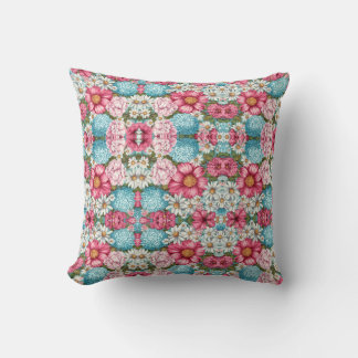  Seamless pattern of pink, blue, and white hydrang Throw Pillow