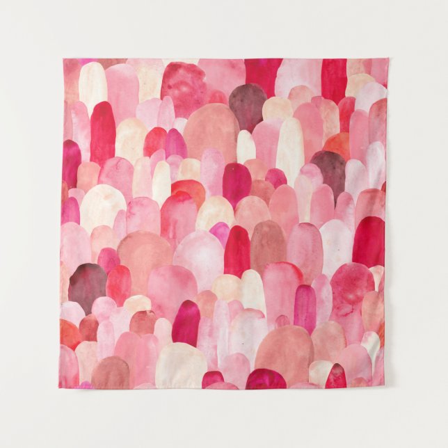 Seamless pattern of pink, red and beige spots. Wat Tapestry (Front)