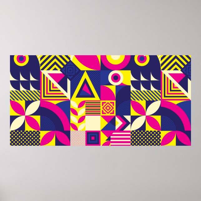 Seamless Pattern of Pop and Colorful Abstract Geom Poster (Front)