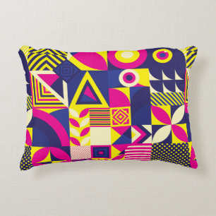 Seamless Pattern of Pop and Colourful Abstract Geo Accent Pillow