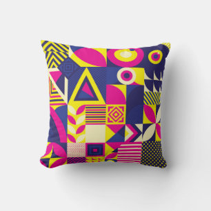 Seamless Pattern of Pop and Colourful Abstract Geo Throw Pillow