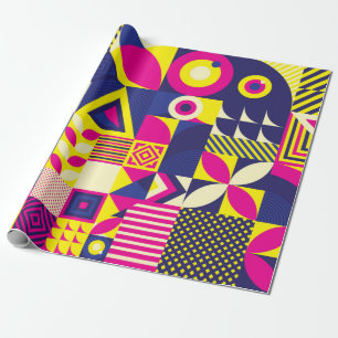 Seamless Pattern of Pop and Colourful Abstract Geo Wrapping Paper
