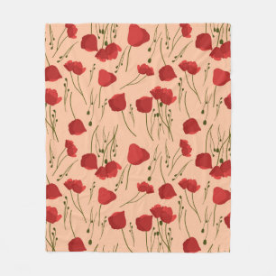 Seamless pattern of poppy on a beige backgroundabs fleece blanket