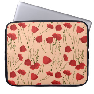 Seamless pattern of poppy on a beige backgroundabs laptop sleeve