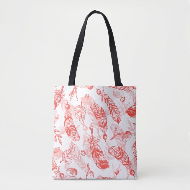 Seamless Pattern of Red Feathers  Tote Bag (Front)
