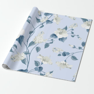 Seamless pattern of siringa and hibiscus flowers p wrapping paper