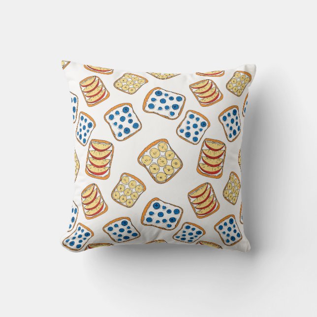Seamless pattern of toast throw pillow (Front)