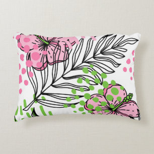 Seamless pattern of tropical elements, hand-drawn accent pillow