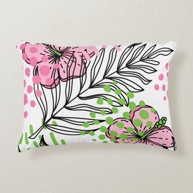 Seamless pattern of tropical elements,  hand-drawn accent pillow (Front)
