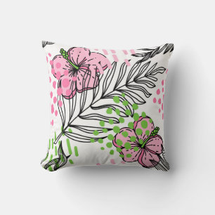 Seamless pattern of tropical elements,  hand-drawn throw pillow