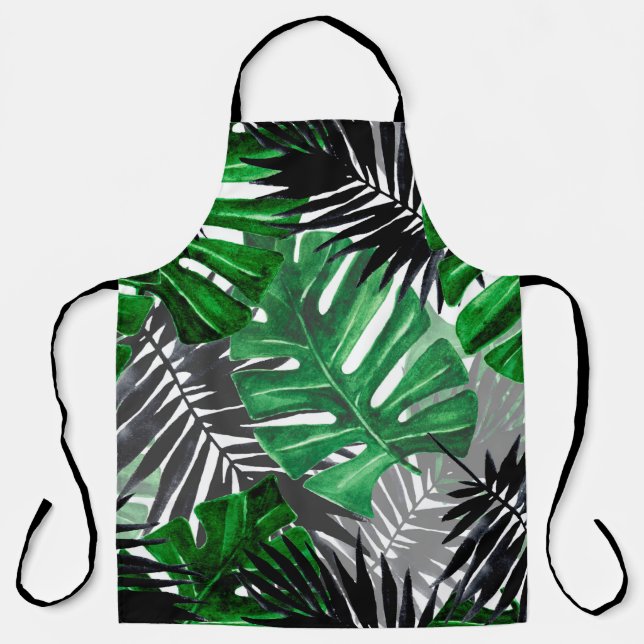 seamless pattern of tropical leaves and elements o apron (Front)