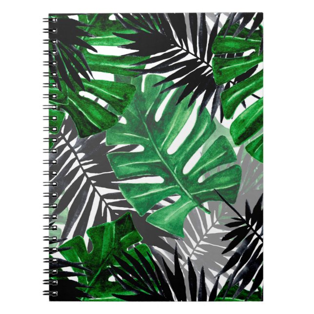 seamless pattern of tropical leaves and elements o notebook (Front)