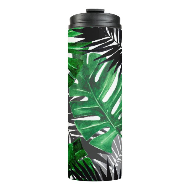 seamless pattern of tropical leaves and elements o thermal tumbler (Front)