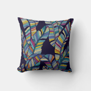 Seamless pattern of Tropical palms leaves Throw Pillow