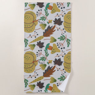 Seamless pattern of tropical pumpkins and carrots beach towel