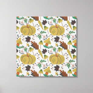 Seamless pattern of tropical pumpkins and carrots canvas print