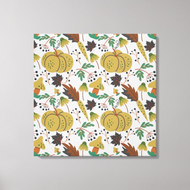 Seamless pattern of tropical pumpkins and carrots canvas print (Front)