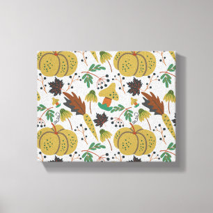 Seamless pattern of tropical pumpkins and carrots canvas print