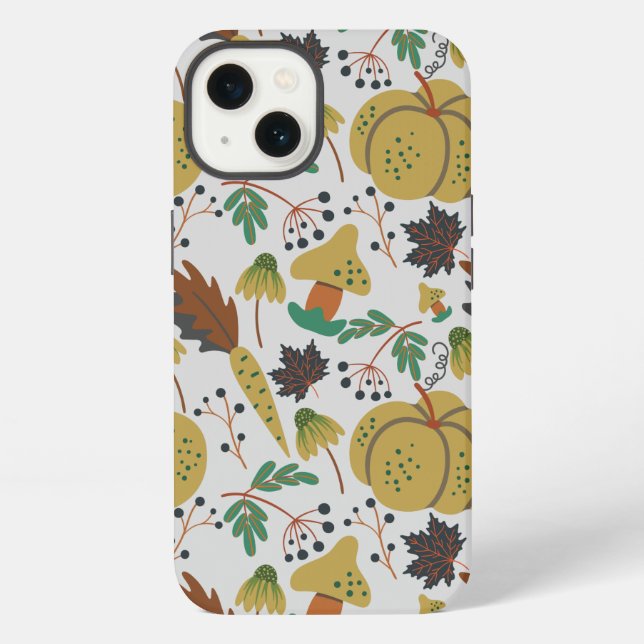 Seamless pattern of tropical pumpkins and carrots iPhone case (Back)