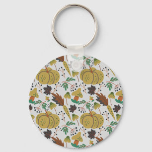 Seamless pattern of tropical pumpkins and carrots keychain
