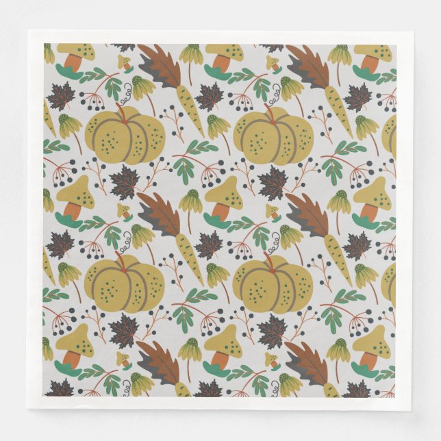 Seamless pattern of tropical pumpkins and carrots napkin (Front)