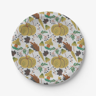 Seamless pattern of tropical pumpkins and carrots paper plate