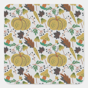 Seamless pattern of tropical pumpkins and carrots square sticker