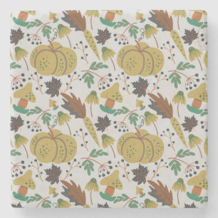 Seamless pattern of tropical pumpkins and carrots stone coaster