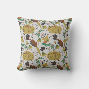 Seamless pattern of tropical pumpkins and carrots throw pillow