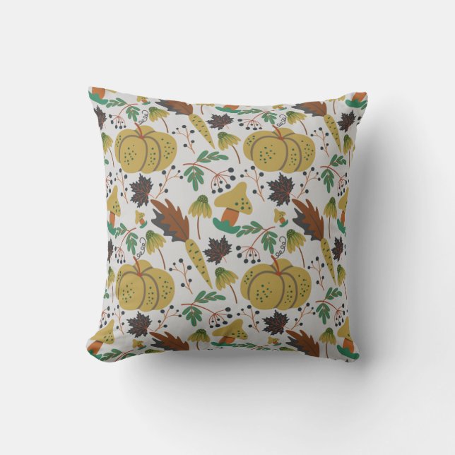 Seamless pattern of tropical pumpkins and carrots throw pillow (Front)