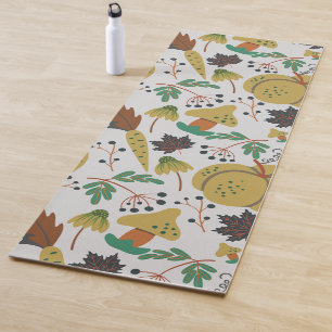 Seamless pattern of tropical pumpkins and carrots yoga mat
