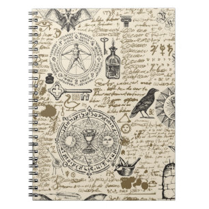  seamless pattern on a theme of alchemy in vintage notebook