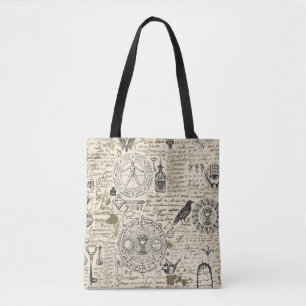 seamless pattern on a theme of alchemy in vintage tote bag