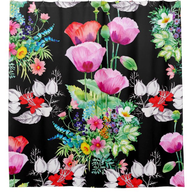 Seamless pattern on black background. Colourful il (Front)