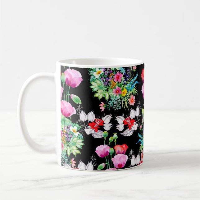Seamless pattern on black background. Colourful il Coffee Mug (Left)