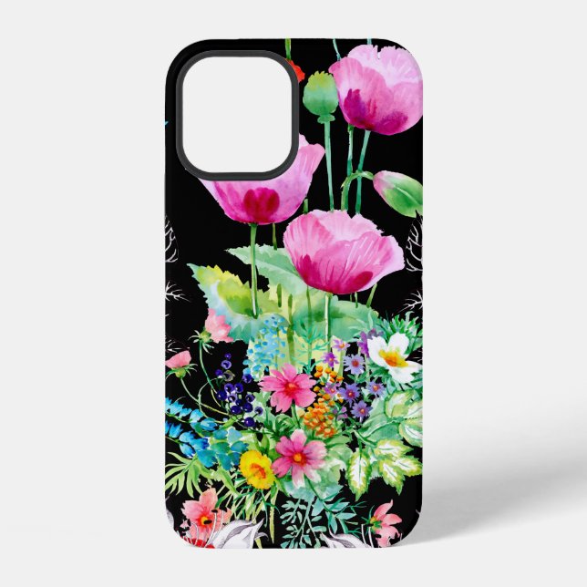 Seamless pattern on black background. Colourful il iPhone Case (Back)
